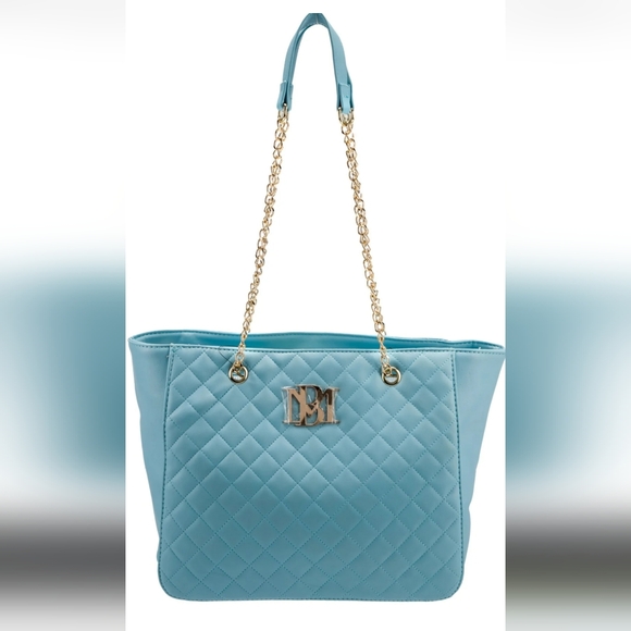 Badgley Mischka Light Blue Tote with Gold Accents